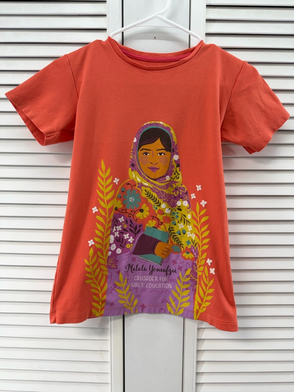 Piccolina size 14 Girls' Coral Graphic Tee Featuring Malala
